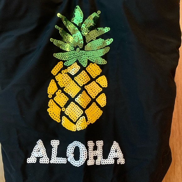 Black One Piece Bathing Suit with Sequin Detail - Picture 2 of 6